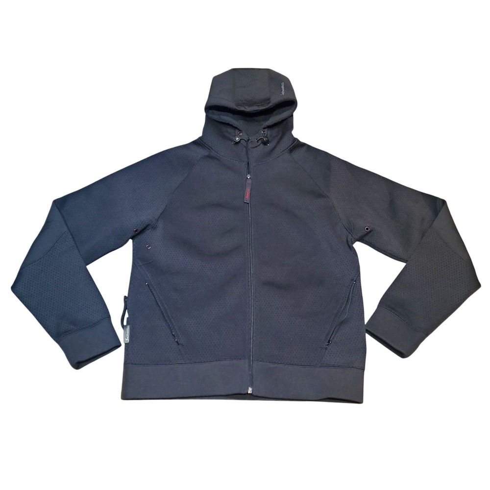 Schott NYC Mesh Tech Full-Zip Hoodie Black Mens Size Large Rare Technical‎
